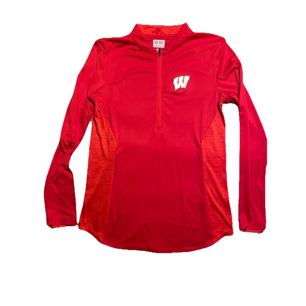 Box Seat Women's Wisconsin Badgers Red Pullover Quarter Zip Medium
